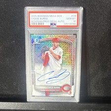 2025 Topps Bowman Chrome Chase Burns Reds Mojo Refractor Rookie Auto PSA 10