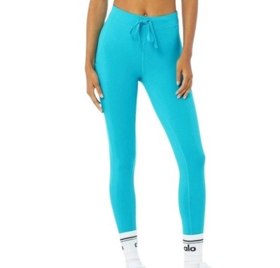 Alo Yoga 7/8 High Waist Check Point Legging Bright Aqua Size XS NWT 