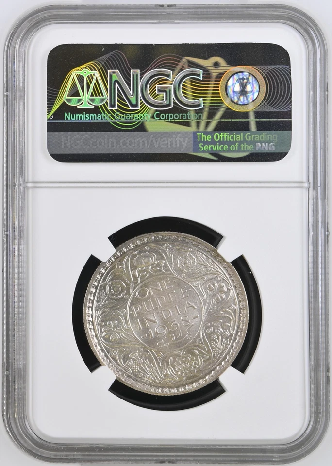 1938(B) INDIA RUPEE NO MINTMARK, NGC, MS62 - Image 4 of 4