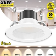 36W 8Inch 5CCT LED Recessed Ceiling Light 2700K-5000K Canless Downlight Dimmable