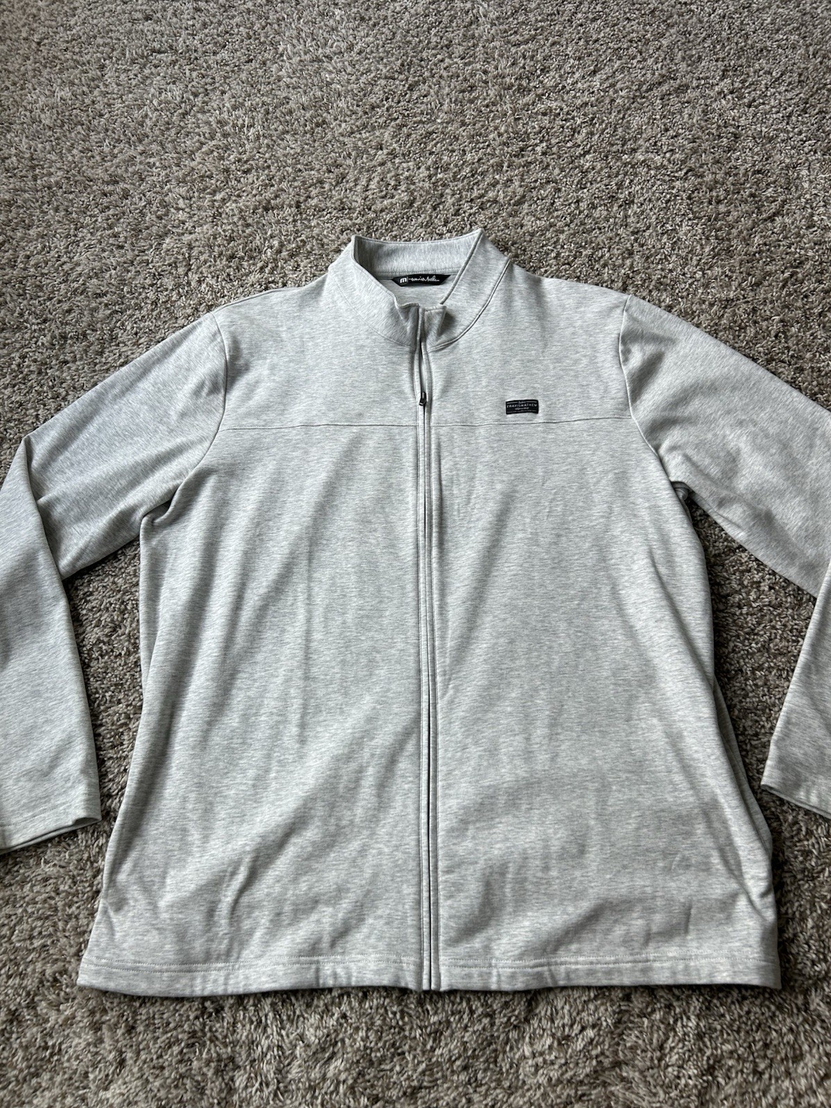 Travis Mathew Jacket Mens XXL Grey Cloud 2.0 1/4 Quarter Zip Fleece Golf Logo