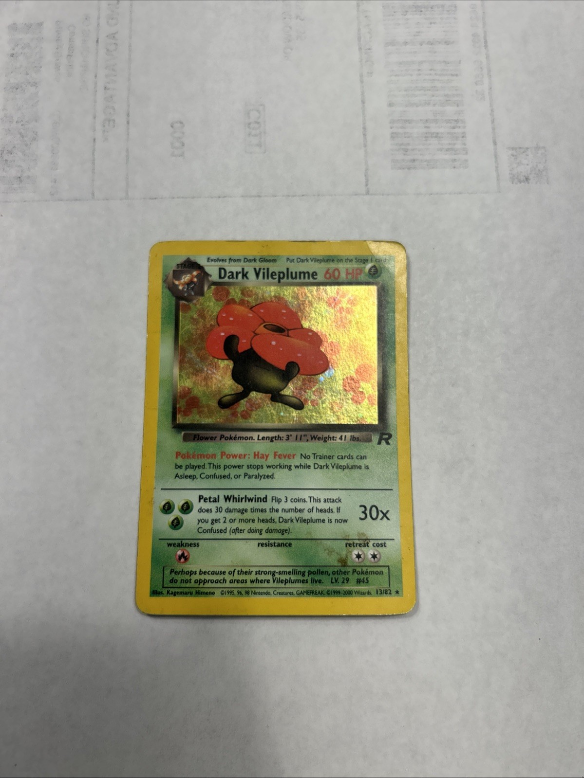 Dark Vileplume 13/82 Holo Rare - Team Rocket - WOTC TCG Pokemon Card - NM/LP