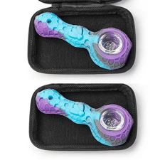 ( Pack of 2 ) 4.3 In Tobacco Smoking Silicone Pipe 9-Hole Glass Bowl  Hand Pipe