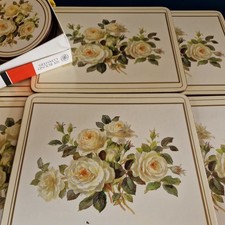 Pimpernel Set English Rose Coaters and Table Mats Set of 6 In Original Box Vgc