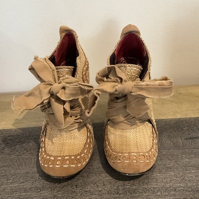 Irregular Choice Abigail s Party Burlap Heels Women's Shoes Size 37/6.5