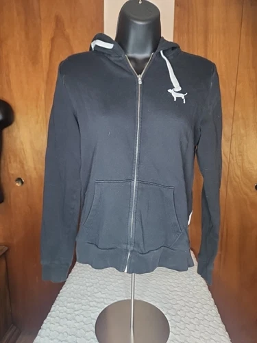 UNDERCOVER Felpa con cappuccio Victoria's Secret ROSA donna nera full zip logo taglia XS casual
