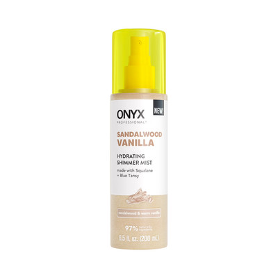 NEW ONYX Sandalwood Vanilla Scent Hydrating Shimmer Body Hair Mist 6.5 oz Spray