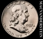 1957-D Franklin Half Dollar- FBL- Choice Gem Brilliant Unc+++ Luster #K590