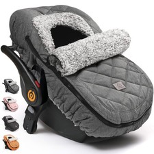 Winter Baby Car Seat Cover with Zipper Window  Waterproof, Cozy Canopy