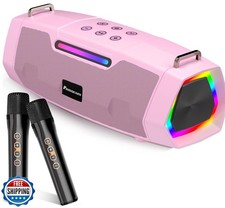 Karaoke Machine with Two Wireless Microphones - Portable 60W Powe