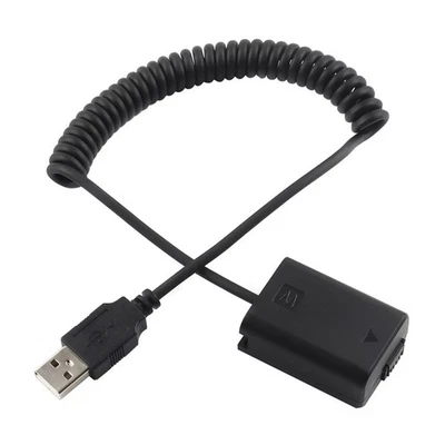 NP-FW50 Dummy Battery Adapter USB Cable for Sony A7 A7R2 A6500 A6400 Power Bank - Image 1 of 4