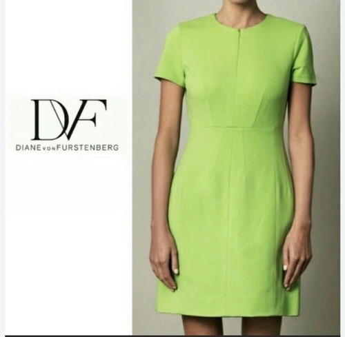 diane von furstenberg Green Agatha Knit Suiting Sheath Career Dress Sz 2