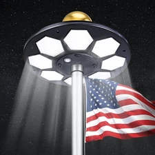 Solar Flagpole LED Light,Black 160 LED Ultra Bright Flag Pole Light for 15-25 Ft