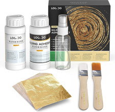 Gold Leaf Kit, Gilding Adhesive 200Ml Set, Water Based Adhesive and Protective V