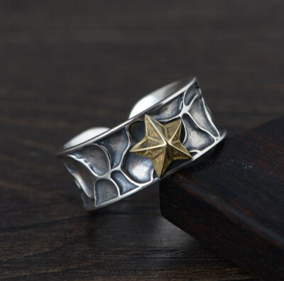 I05 Ring with 5-pointed Star Silver 925 Adjustable Size | eBay