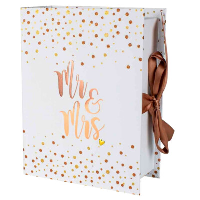 Mr & Mrs Rose Gold Keepsake Storage Drawers Wedding Anniversary Celebration