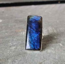 925 Sterling Silver Natural Labradorite Ring Gemstone Women Jewelry For Her A 33