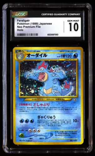 CGC 10 Gem Mint Feraligatr No. 160 Neo Premium File Holo 1999 Japanese Graded