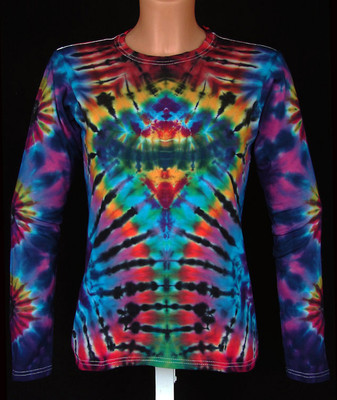T-Shirt Gr. S -5XL langarm handgefärbt. Hippie Tie dye Batik Psy Goa NEU