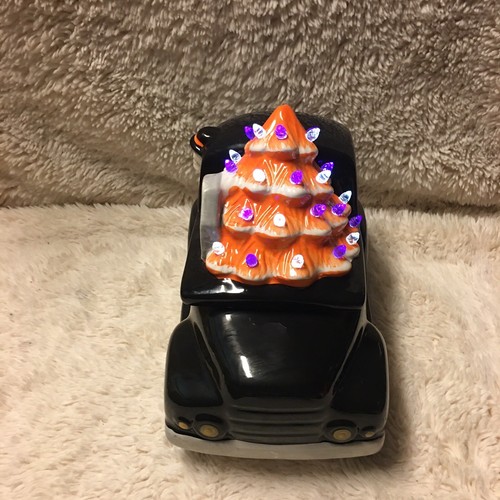 Mr Christmas Halloween Spooky Cookie Jar Black Truck Skeleton Tree