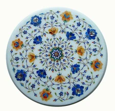 18" Marble Table Top Antique Malachite Corner Coffee Creative Inlay Stone w61