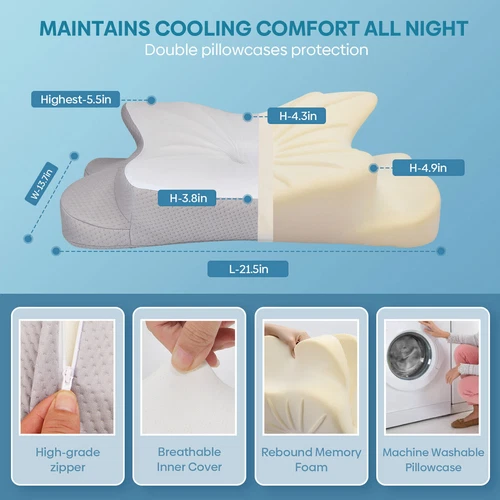 Cuscino ortopedico collo memory foam cuscino cervicale cuscino per dormire - Foto 4 di 11