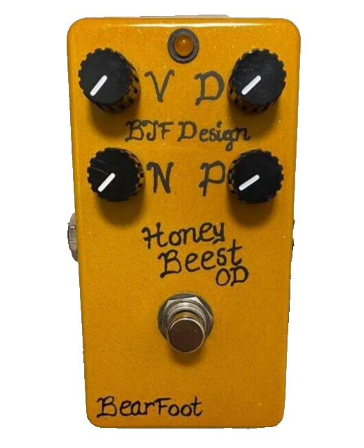 BearFoot Honey Beast OD Overdrive Pedal Yellow Striped