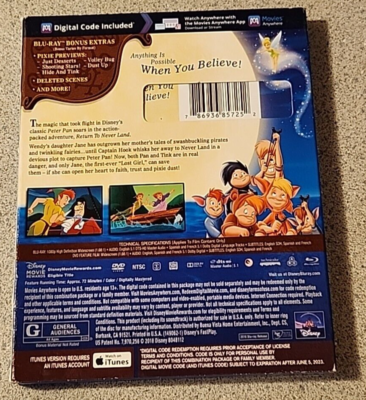 Disney's Peter Pan: Return to Neverland (Blu-ray + DVD) w/slipcase