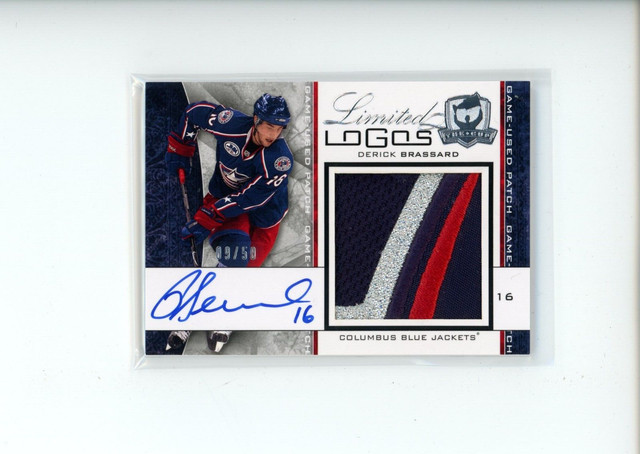 2008-09 UD The Cup Derick Brassard #LL-DB Limited Logos GU Patch Relic Auto 9/50