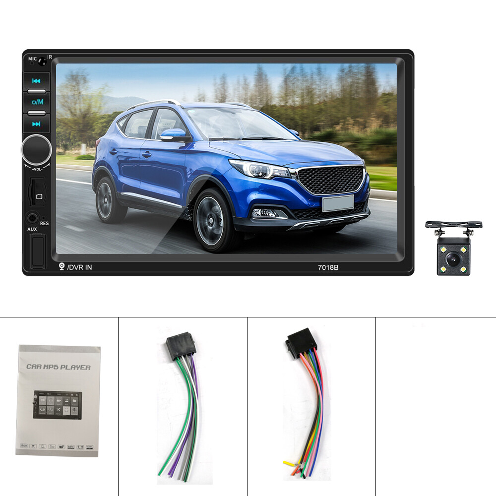 7" Double 2 DIN Car MP5 Player Bluetooth Touch Screen Stereo Radio With Camera