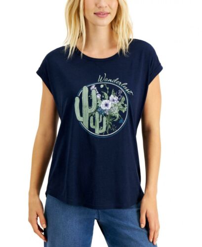 Neuf avec étiquettes T-shirt imprimé graphique femme Wanderlust Scoop Style & Co. XS-XXL - Photo 1/7