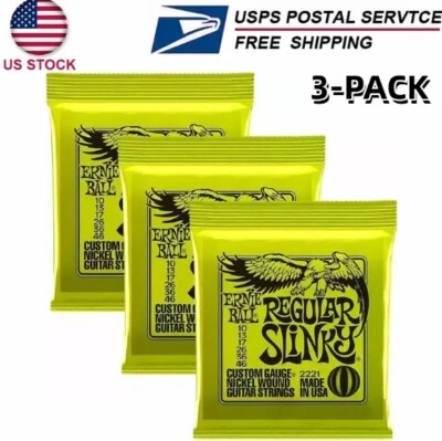 3 Sets Ernie Ball 2221 Super Slinky Nickel Wound Electric Guitar Strings 10-46
