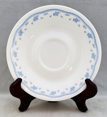 Corelle MORNING BLUE Pyrex White Blue Floral Border SAUCER | eBay