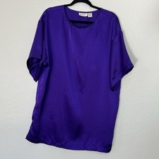 VTG Victoria  s Secret Gold Label Purple Satin Pajama Sleep Shirt Nightgown Small
