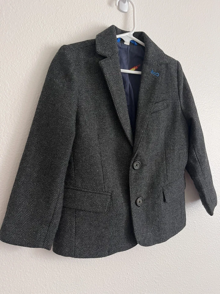 Chaqueta Blazer MINI BODEN Negra Gris Tweed Talla 4-5Y Niños Espacio 110cm Mezcla Lana Foto 2 de 4