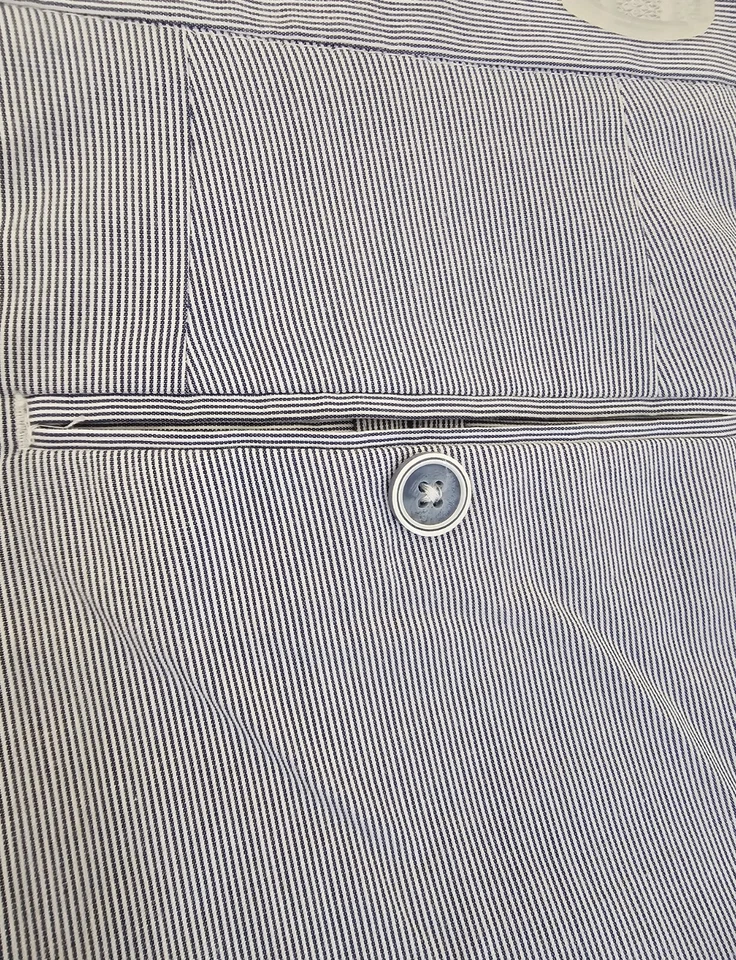 Pantalones de hombre Alan River talla 40,5 x 32,25 blanco azul a rayas Foto 3 de 4