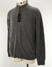 THE MENS STORE Gray Wool Blend Full Zip Cardigan Sweater LARGE NWT