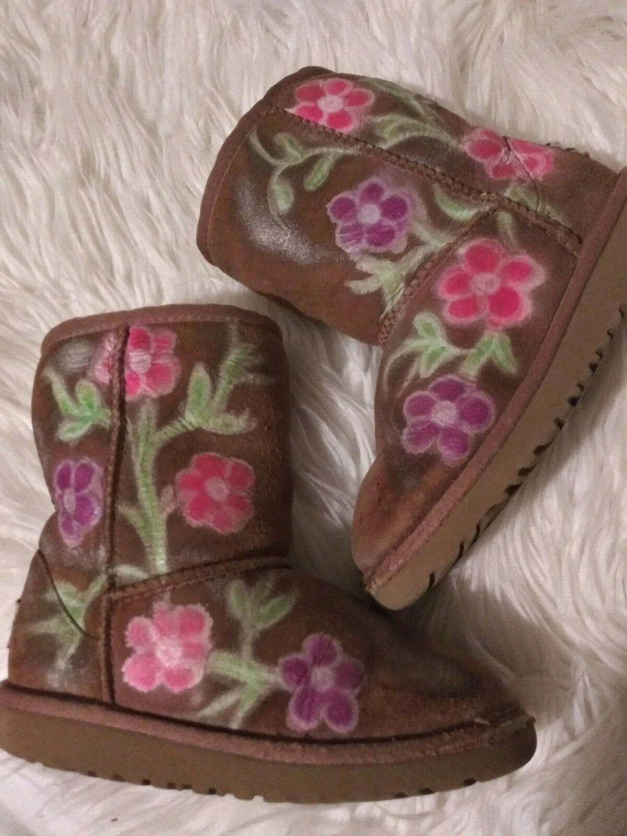 Girls CUSTOM PAINTED UGG BOOTS Chestnut Brown 12 eBay