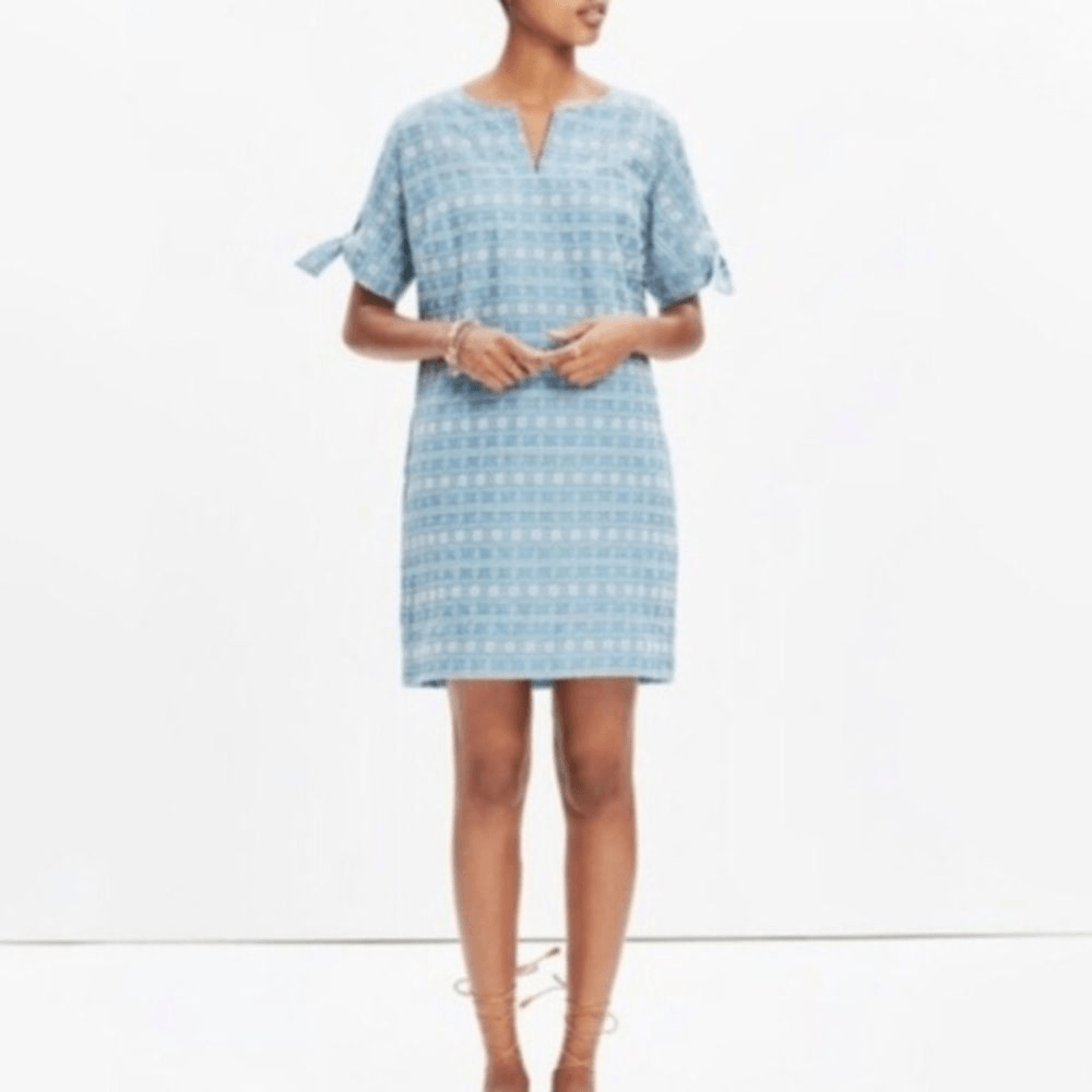 Madewell embroidered resort wear elevated basics shift dress