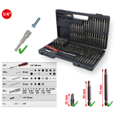 KS TOOLS 1/4'' Bit-Satz, 208-tlg. Bitsbox 911.2008