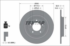 TEXTAR 2x Bremsscheiben hinten Voll beschichtet für Hyundai Tucson NX4A NX4E