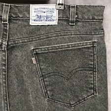Vintage Levis Mens Jeans Gray 38x28 Actual Cotton Poly Denim Hemmed Made in USA