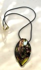 Authentic Murano Italy Glass Pendant Black Cord Necklace Embossed Signature