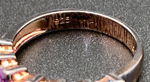 Sterling Silver 925 Rose Gold Band Multi-Colored stones Size 8 4g - Imagen 3 de 7