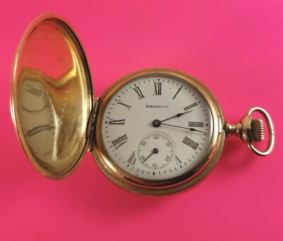 Antique Waltham Pocket Watch Gold Fill Hunter Case Jewels Size 