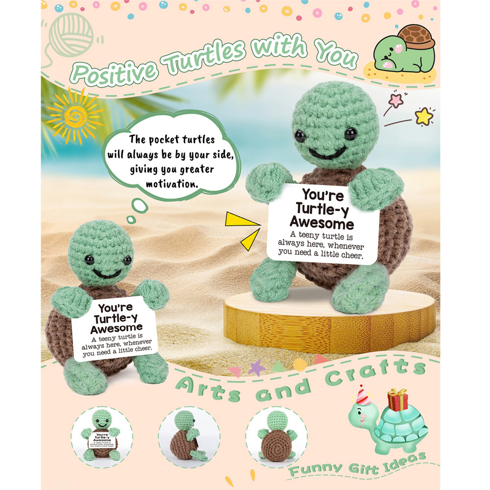 Positive Potato Crochet Ornaments - Handmade Christmas Decor & Emotional Support Gifts With Wooden Base