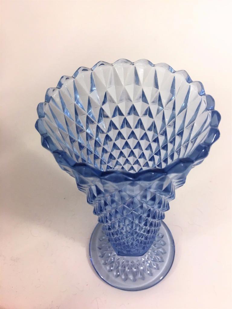 ア様 Indiana Glass Diamond Point Azure Blue 1966 Vintage Vase 8