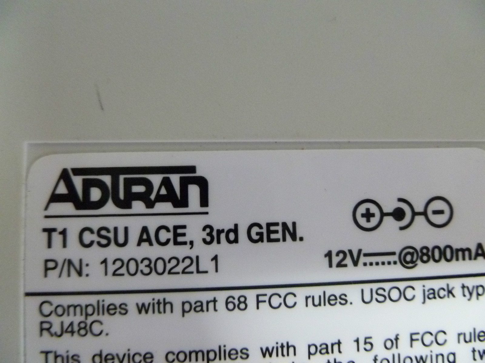 ADTRAN T1 CSU ACE P/N 1200.022L2 HDCUSA 73700 DE N *no power supply or