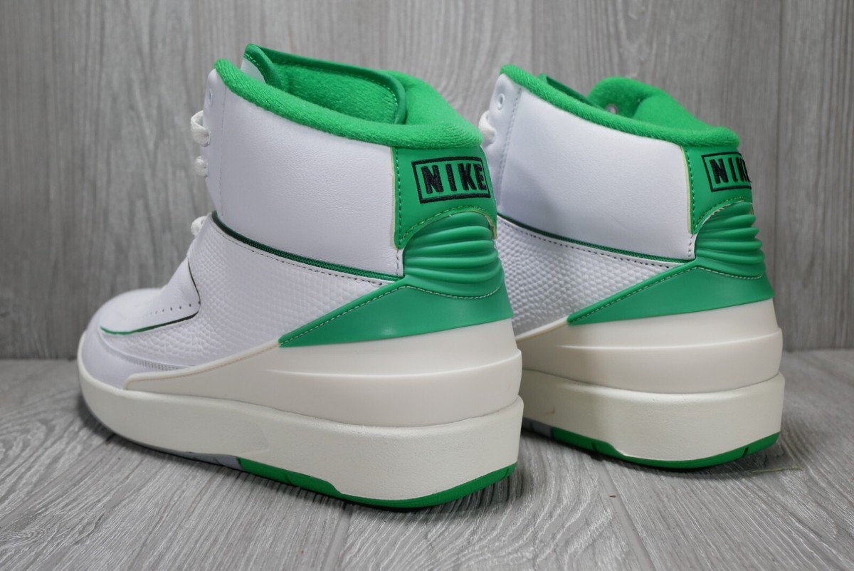 新品 AIR JORDAN 2 RETRO PS GREEN 20cm New Nike Air Jordan 2 Retro Pine Green Leather Shoes Size 12