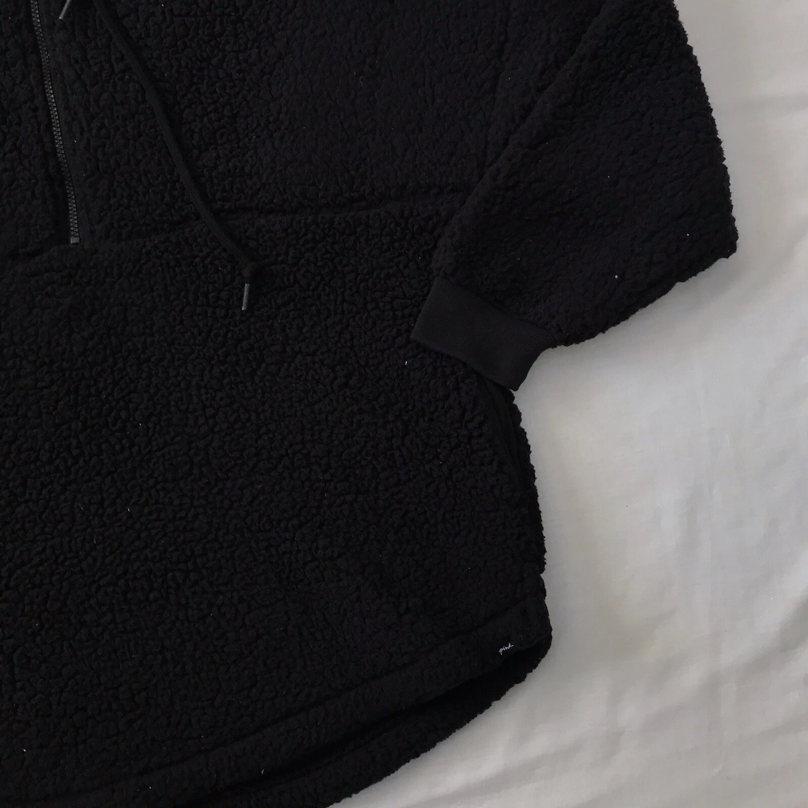 UNDERCOVER Felpa con cappuccio ROSA Victoria’s Secret nera M media Teddy Sherpa 1 4 zip